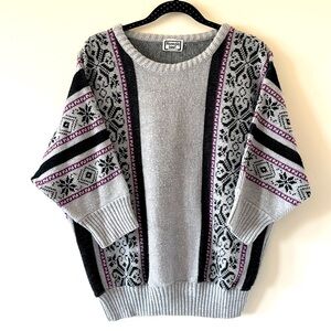 Kenneth Too Vintage Knit Nordic Ski Chalet Sweater‎ Size L approx.